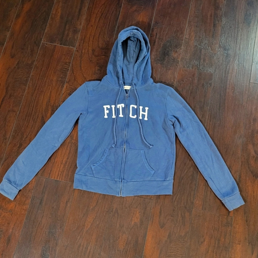 Abercrombie & Fitch Blue Y2K Collegiate Embroidered Zip up Hoodie • Small 💙